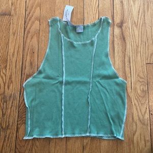 Green high neck seam tank top